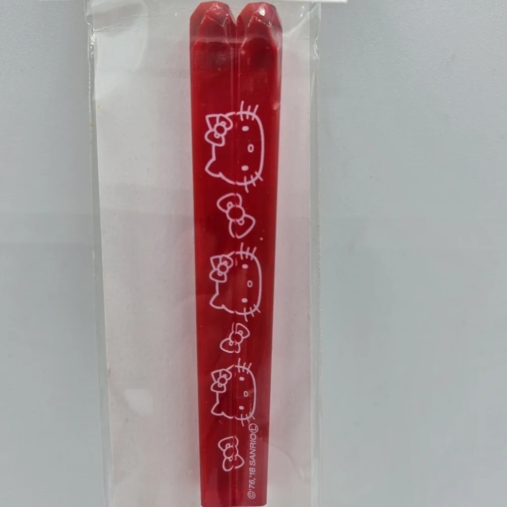 Sanrio Hello Kitty Transparent Chopsticks Red